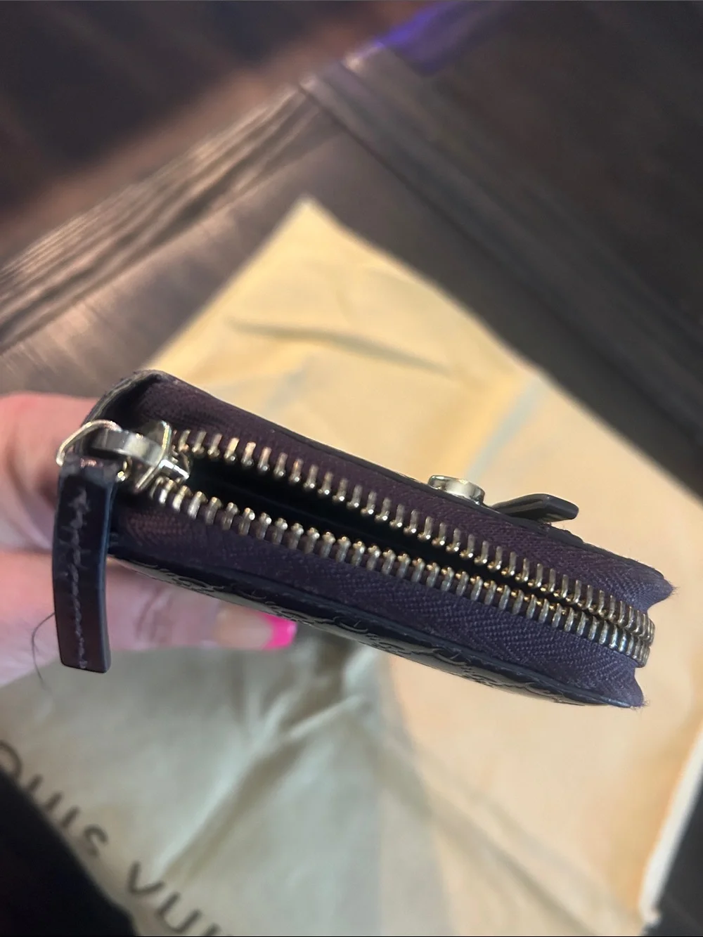 Gucci Glossy Deep Purple Micro GG Guccissima Zip-Around Wallet with Heart Charms - Picture 6 of 14